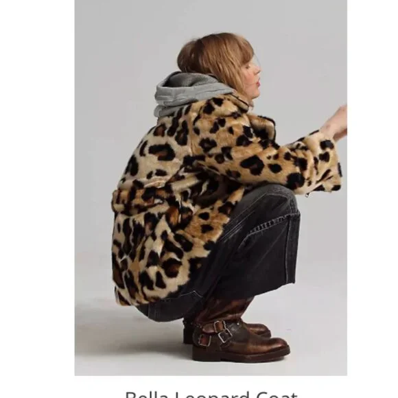 Free People Bella Leopard Coat